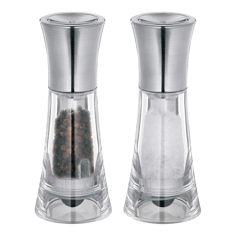 [Australia - AusPower] - Küchenprofi New York Salt and Pepper Mill Set, 5-Inch, Clear Acrylic/Stainless Steel 