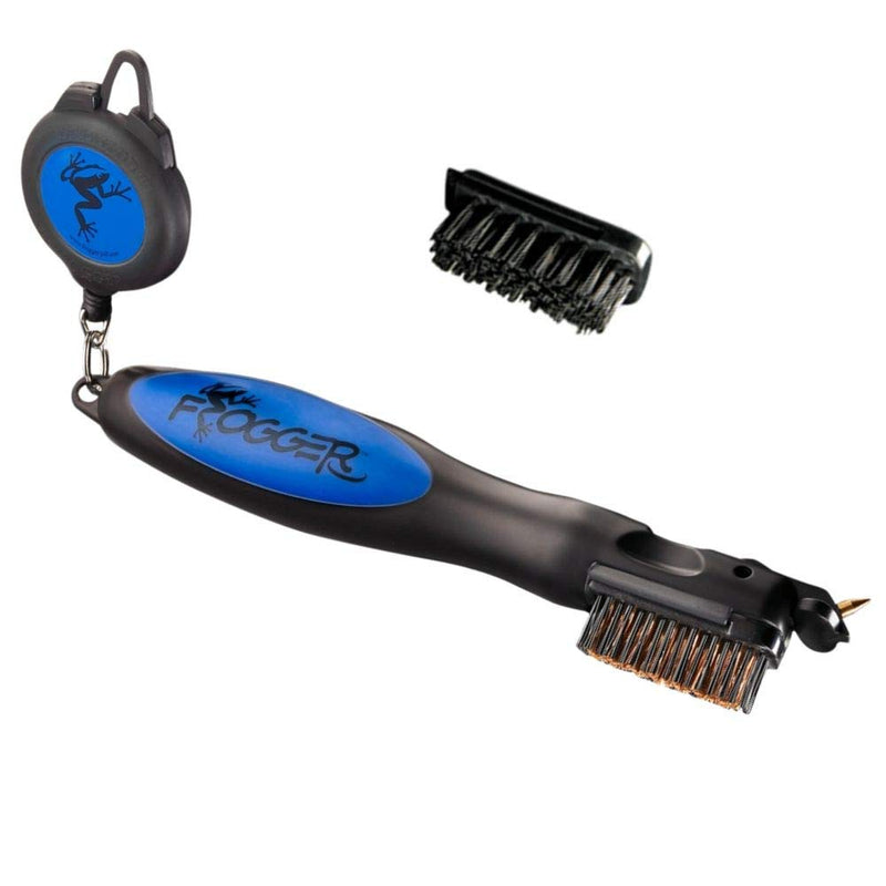 [Australia - AusPower] - Frogger Golf BrushPro Retractable Dual-Bristle Club Brush/Groove Cleaner Blue 