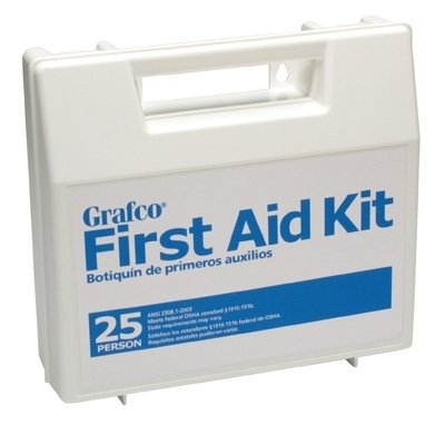 [Australia - AusPower] - Grafco Stocked First Aid Kit - 25 person- 162 Pieces- Plastic Case with Dividers - Medical Kit Essentials for Contractors or Work Sites, 1799-25P 