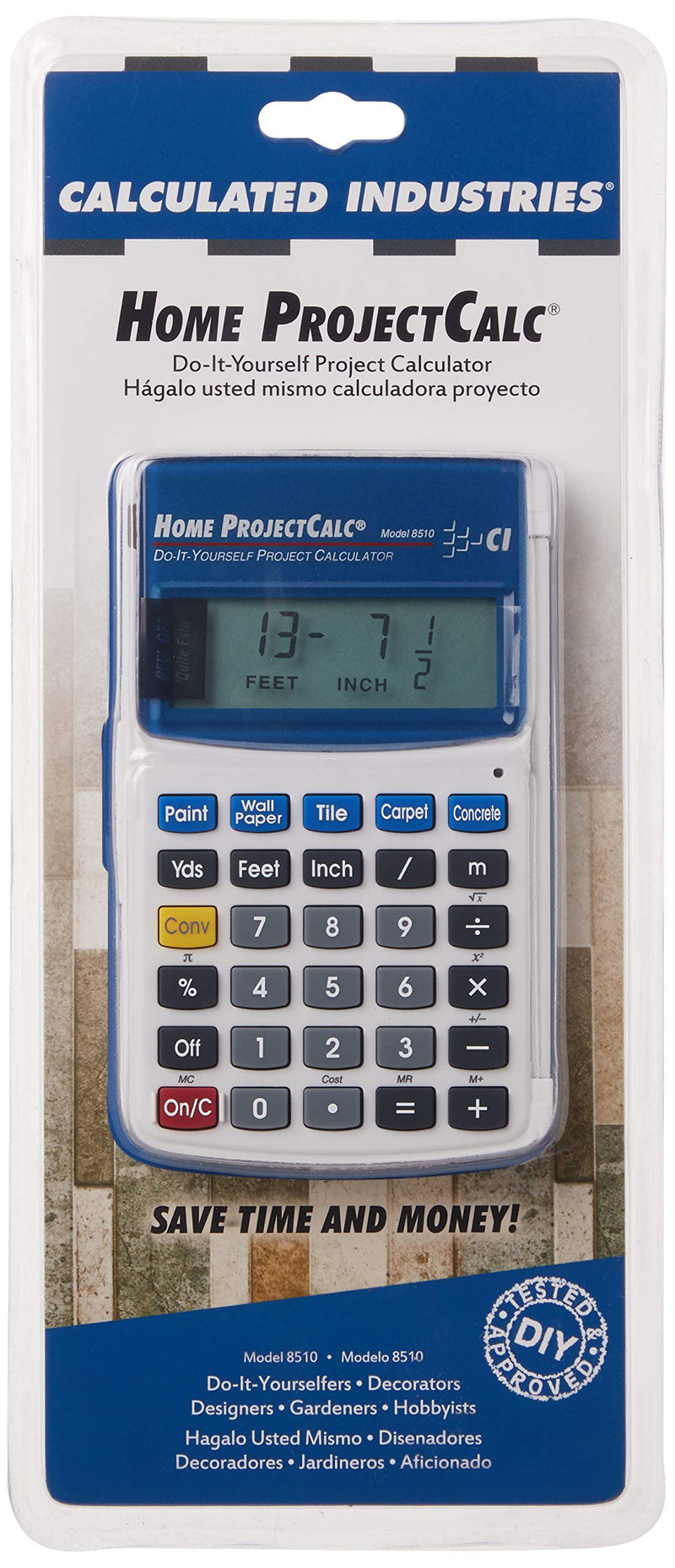 [Australia - AusPower] - Calculated Industries 8510 Home ProjectCalc Do-It-Yourselfers Feet-Inch-Fraction Project Calculator | Dedicated Keys for Estimating Material Quantities and Costs for Home Handymen and DIYs, White 