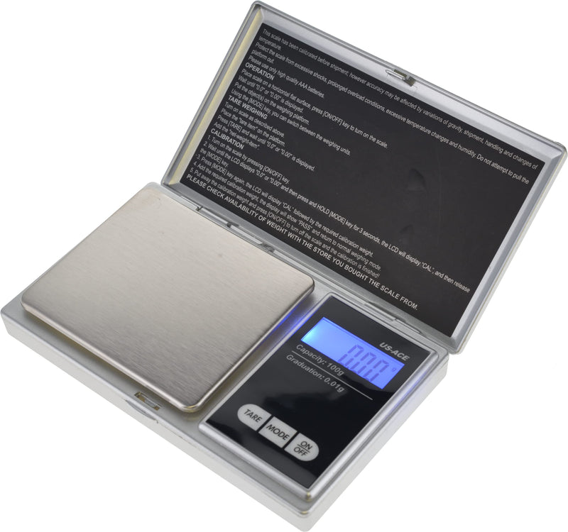 [Australia - AusPower] - US Balance ACE 100 x 0.01g Grams Digital Grain Scale Grain Coin Scales in Silver 