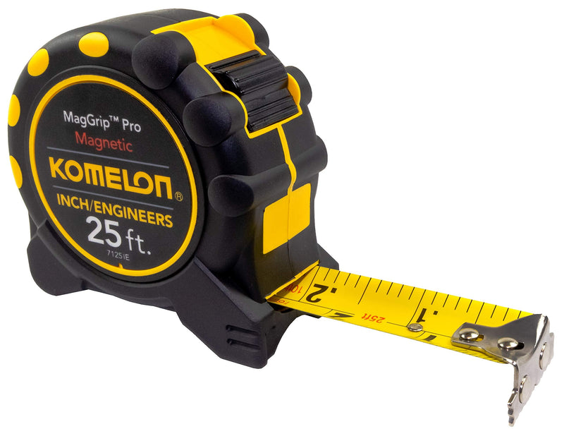 [Australia - AusPower] - Komelon 7125IE; 25' x 1" Magnetic MagGrip Pro Tape Measure with Inch/Engineer Scale, Yellow/Black 