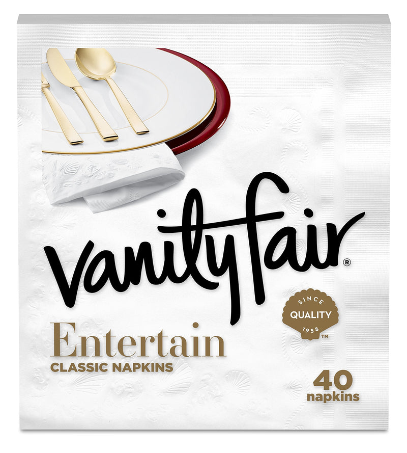 [Australia - AusPower] - Vanity Fair Entertain Paper Napkins, 40 3-Ply Disposable Napkins, Dinner Size 