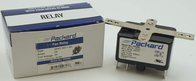 [Australia - AusPower] - PACKARD PR380 Fan Relay 24 VAC Coil Voltage SPST NO NC Contacts 