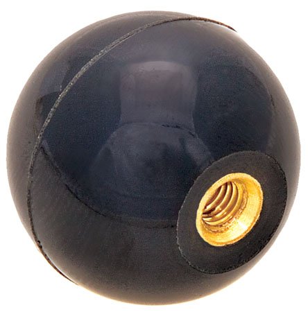 [Australia - AusPower] - DimcoGray Black Phenolic Ball Knob Female, Brass Insert: 1/4-20 Thread x 7/16" Depth, 1" Diameter x 31/32" Height x 1/2" Hub Dia 