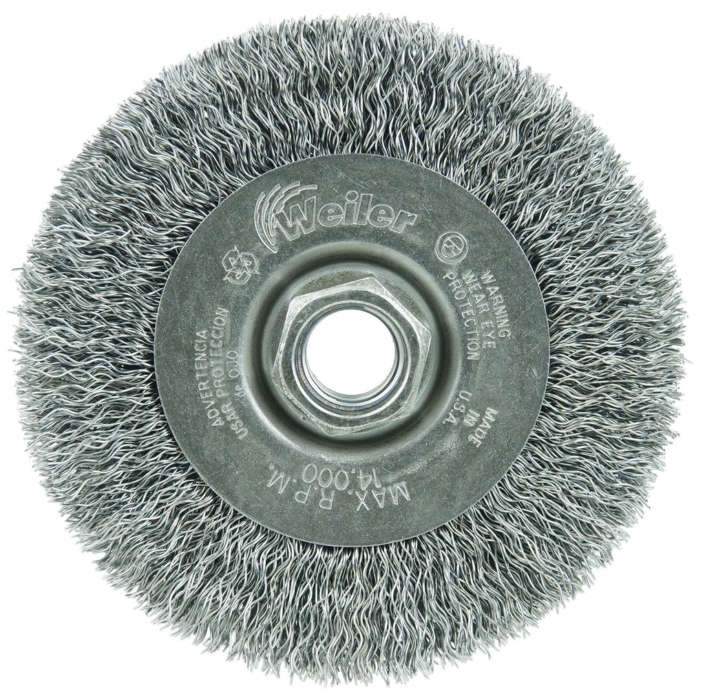 [Australia - AusPower] - Weiler 13081 4" Narrow Face Crimped Wire Wheel, .014" Steel Fill, 5/8"-11 Unc Nut, Made in the USA 