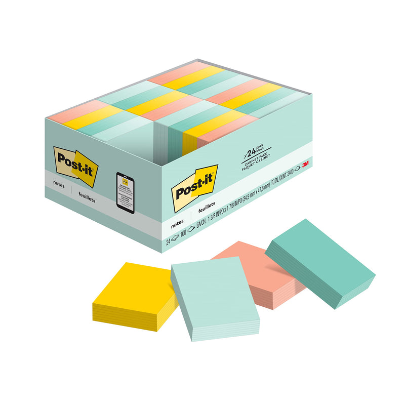 [Australia - AusPower] - Post-it Notes, 1.5x2 in, 24 Pads, America's #1 Favorite Sticky Notes, Beachside Café Collection, Pastel Colors, Clean Removal, Recyclable (654-14AU) 