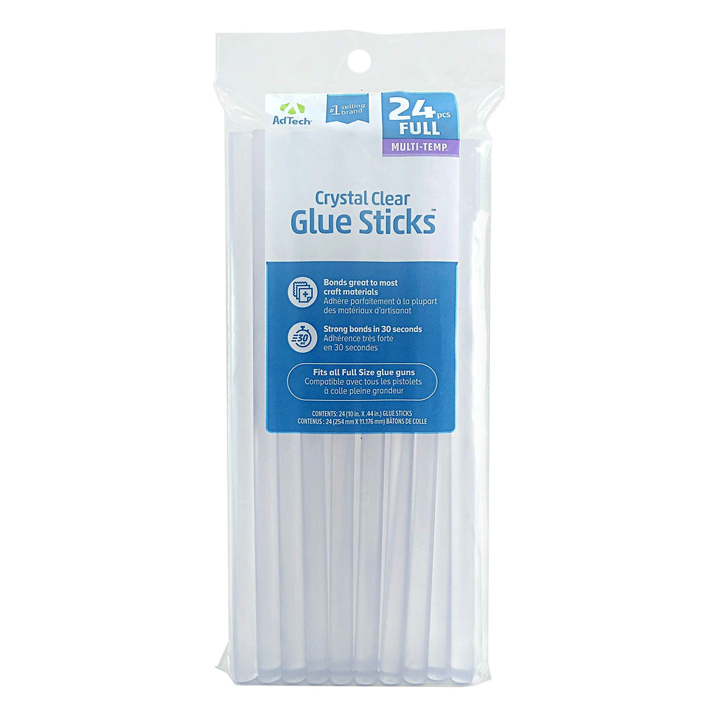 [Australia - AusPower] - Adtech Crystal Clear Hot Glue Gun Sticks (220-11ZIP24) – Full Size Hot Glue Sticks. All-purpose glue sticks for crafting, scrapbooking & more. 10” long .44” Diameter. 24 Sticks., Clear SINGLE PACK 