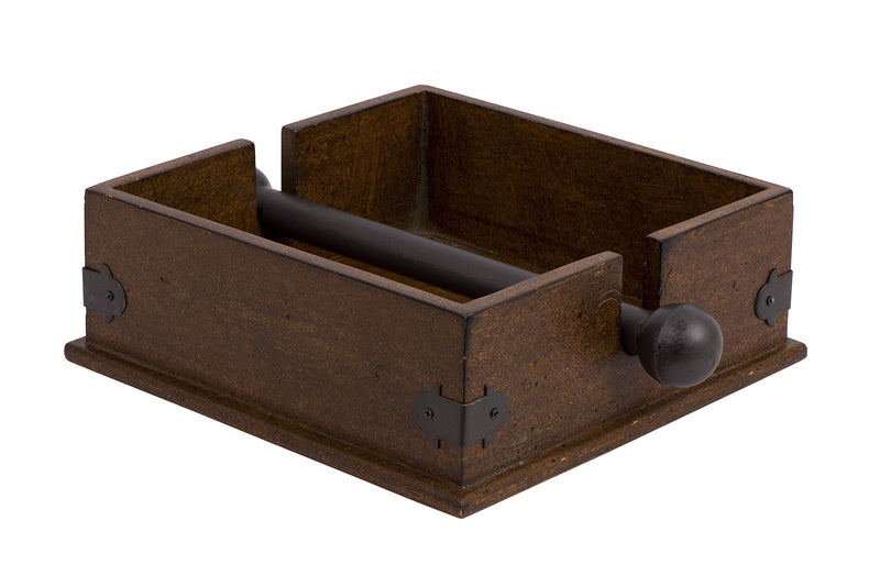 [Australia - AusPower] - Creative Co-op Square Wood Napkin Holder With Metal Bar, Large, brown,CG0232 