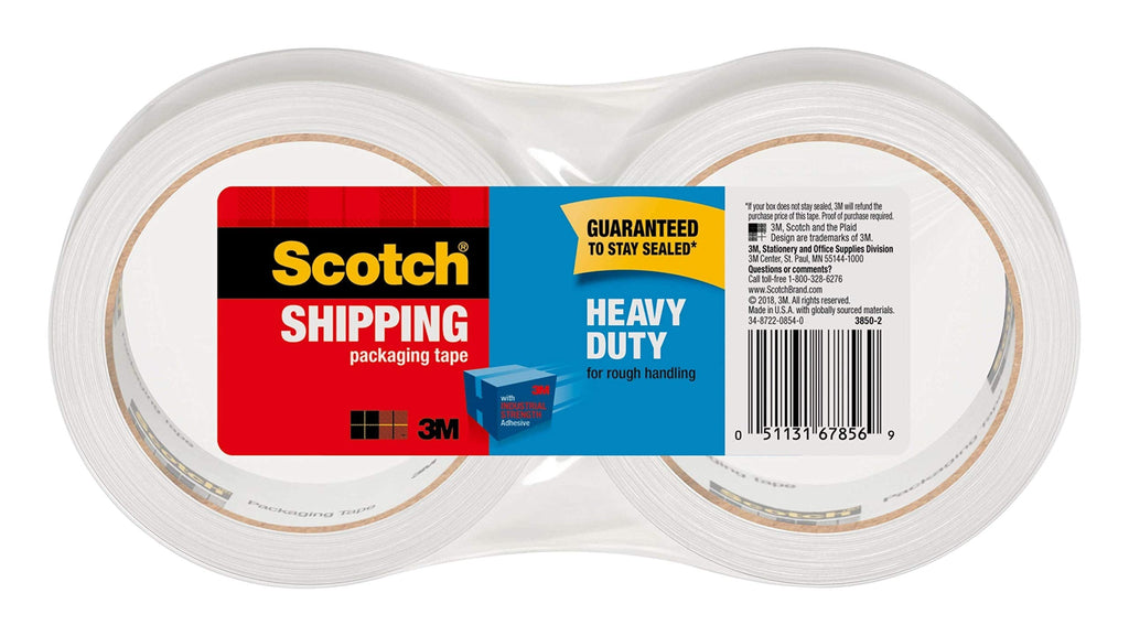 [Australia - AusPower] - Scotch Heavy Duty Packaging Tape, 1.88" x 54.6 yd, Designed for Packing, Shipping and Mailing, Strong Seal on All Box Types, 3" Core, Clear, 2 Rolls (3850-2) 