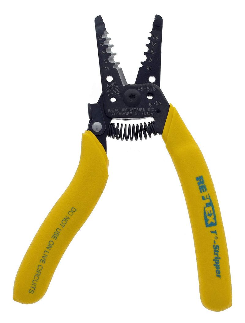 [Australia - AusPower] - IDEAL Electrical 45-618 Reflex™ Super T®-Stripper - 8-116 AWG, Yellow, Wire Stripper, Plier Nose, Slide Lock, Textured Grips 6-14 AWG Solid & 8-16 AWG Stranded 