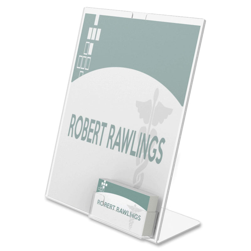 [Australia - AusPower] - Deflecto Superior Image Slanted Sign Holder with Business Card Holder, Clear, 8-1/2” x 11” (590601) 