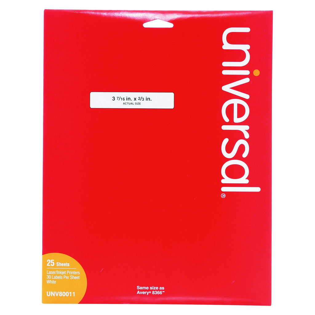 [Australia - AusPower] - Universal Laser Printer File Folder Labels, 3-7/16" x 2/3", White, 750/Box (80011) 