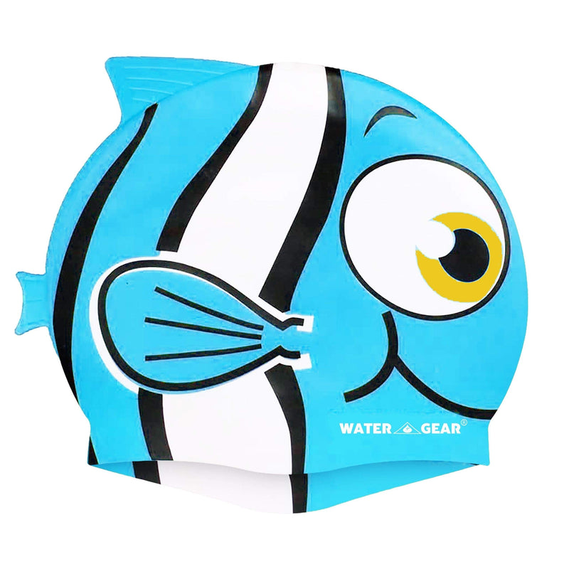 [Australia - AusPower] - Water Gear Critter Cap - Extremely Durable Swimming Cap for Kids - Great for Improving Swimming Skills and Instilling Confidence in The Water - Long-Lasting Toddler Swimming Cap BLUE FISH 