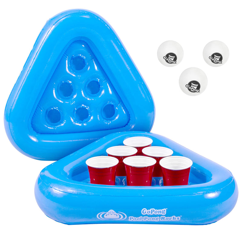 [Australia - AusPower] - GoPong Pool Pong Rack Floating Beer Pong Set, Includes 2 Rafts and 3 Pong Balls, Blue 