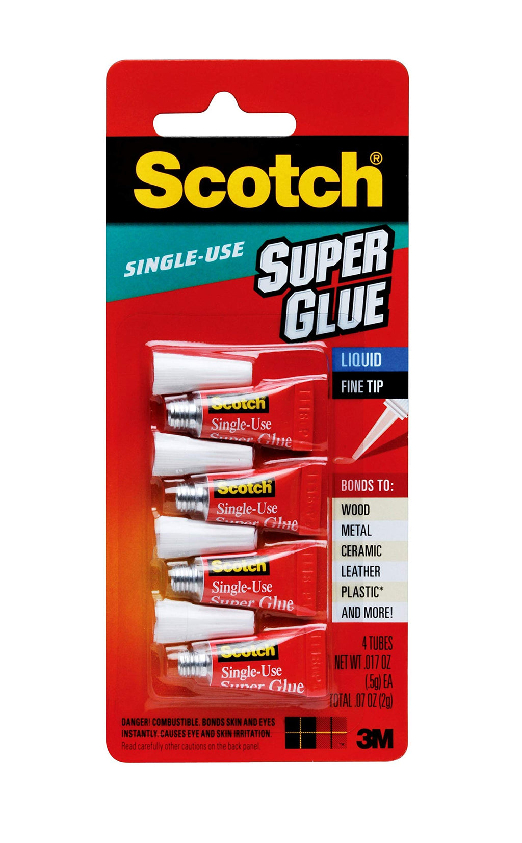 [Australia - AusPower] - Scotch Super Glue Liquid, .07 Ounces (AD114), 4 Count 