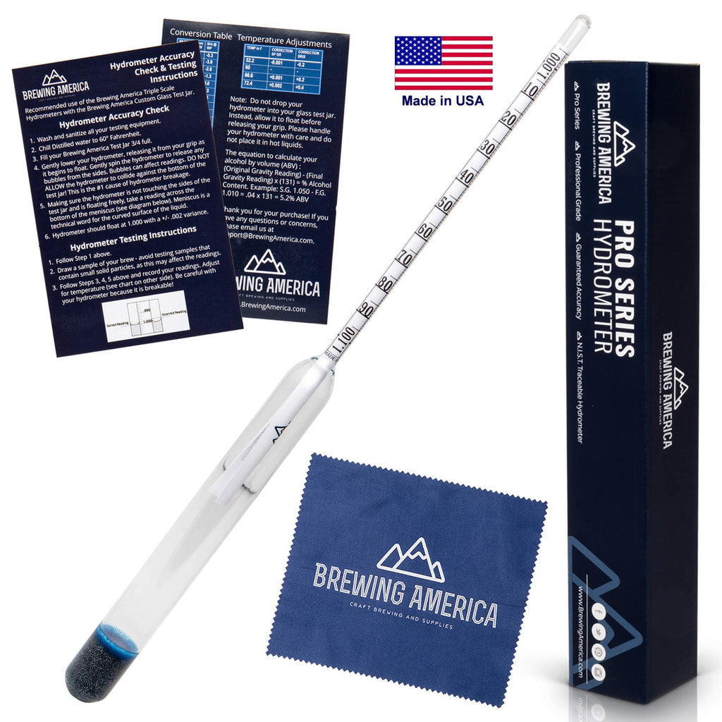 [Australia - AusPower] - American-Made Precision Hydrometer Alcohol by Volume ABV Tester – Accurate Final Gravity Testing, Finished Beer - Easy to Read Pro Series Finishing NIST Traceable (SINGLE) Brewing America 