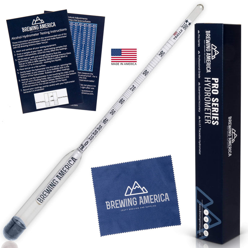 [Australia - AusPower] - American-Made Alcohol Hydrometer Tester 0-200 Proof & Tralle Pro Series Traceable - Distilling Moonshine Alcoholmeter for Proofing Distilled Spirits 