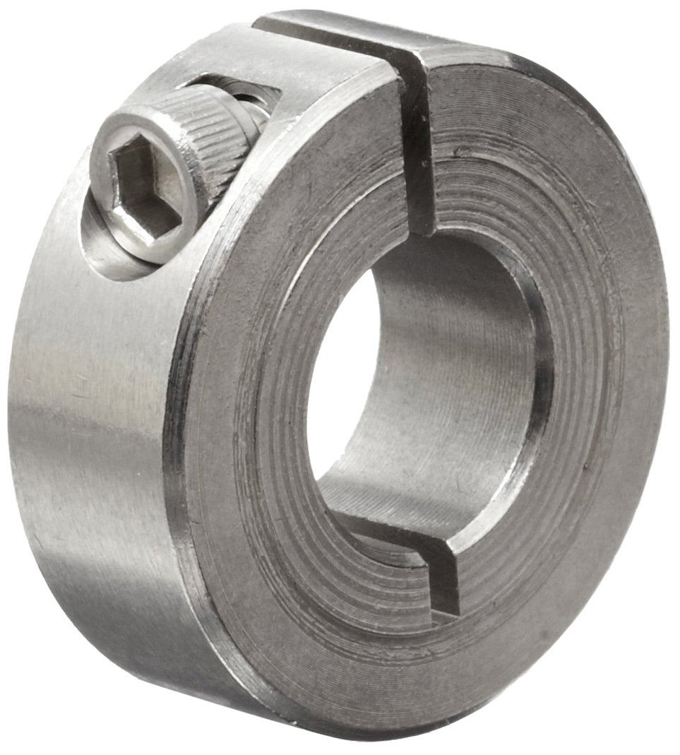 [Australia - AusPower] - Climax Metal 1C-050-S T303 Stainless Steel One-Piece Clamping Collar, 1/2" Bore Size, 1-1/8" OD, With 8-32 x 1/2 Set Screw 