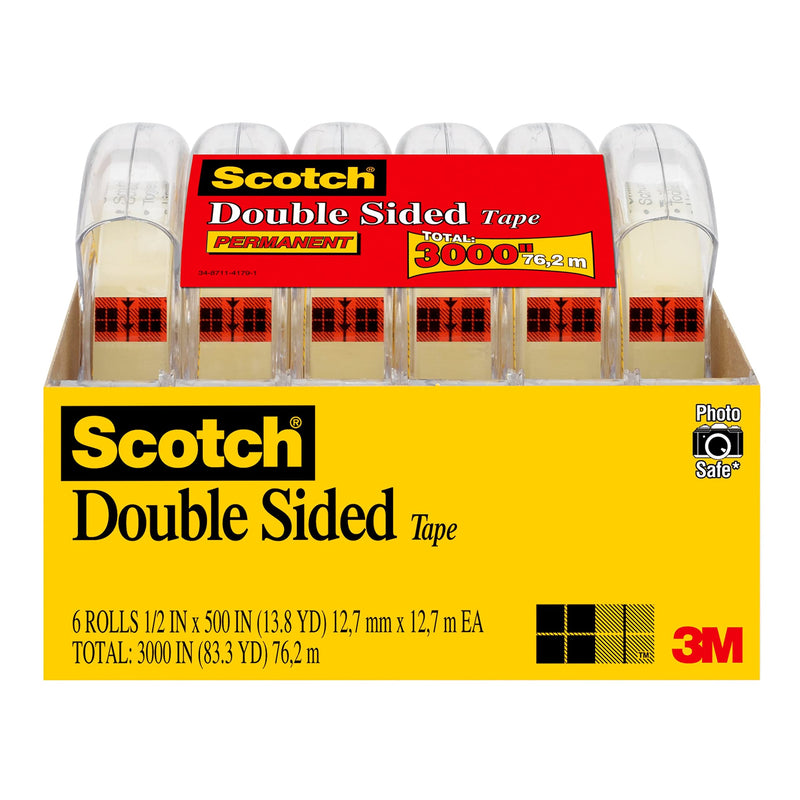 [Australia - AusPower] - Scotch Double Sided Tape, 1/2 in x 500 in, 6 Dispensered Rolls (6137H-2PC-MP), Original version 