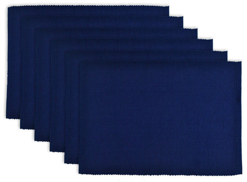 [Australia - AusPower] - DII 100% Cotton Basic Ribbed Placemat Set, Nautical Blue, 13x19, 6 Piece 13x19" 