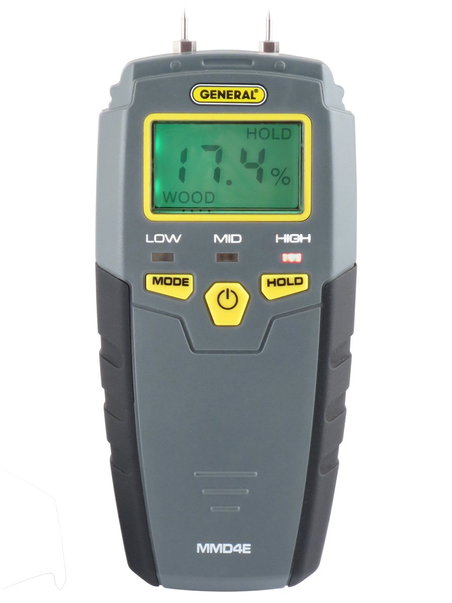 [Australia - AusPower] - General Tools MMD4E Digital Moisture Meter, Water Leak Detector, Moisture Tester, Pin Type, Backlit LCD Display With Audible and Visual High-Medium-Low Moisture Content Alerts, Grays 