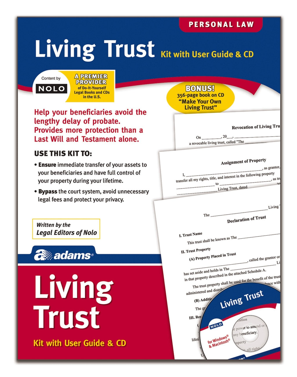 [Australia - AusPower] - Adams Living Trust Kit, Forms and Instructions, Includes CD (K305) , White 
