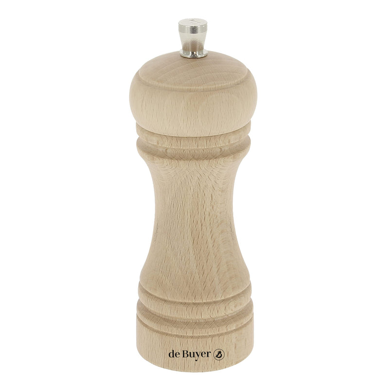 [Australia - AusPower] - de Buyer - Java Pepper Mill - Natural Beechwood - French Stainless Steel Mechanism - Black Pepper or Spice Grinder - Adjustable Grind - 2.25" x 5.5 