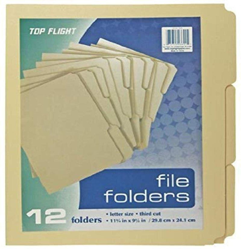 [Australia - AusPower] - Top Flight E-Z File Folders, 9.5 x 12 Inches, 9.5 Point, Manila, Third Cut, Set of 12 Folders (4611414) 