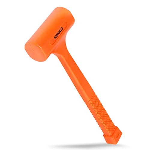 [Australia - AusPower] - Neiko 02846A 1 LB Dead Blow Hammer, Neon Orange I Unibody Molded | Checkered Grip | Spark and Rebound Resistant 1 Pound 