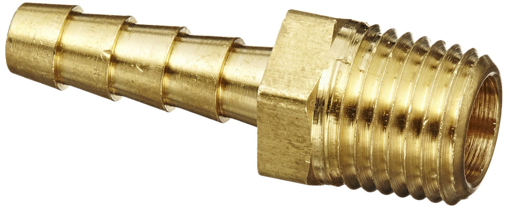 [Australia - AusPower] - Anderson Metals 57001-0404 Brass Hose Fitting, Adapter, 1/4" Barb x 1/4" NPT Male Pipe 0.25 Inch 