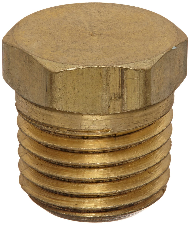 [Australia - AusPower] - Anderson Metals 56121 Brass Pipe Fitting, Cored Hex Head Plug, 1/4" NPT Male Pipe 0.25 Inch 