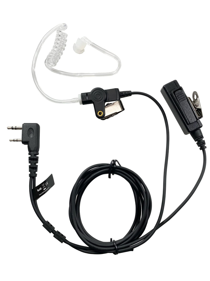 [Australia - AusPower] - MaximalPower Surveillance kit with Kevlar Enforcement in The Cable for 2 Way Radio Kenwood TK380, TK3160 Hand Free Earphone, 2 pin Plug, Black 