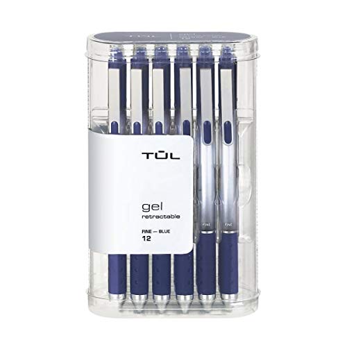 [Australia - AusPower] - TUL Gel Pens, Retractable, Fine Point, 0.5 mm, Gray Barrel, Blue Ink, Pack of 12 12 Count (Pack of 1) 