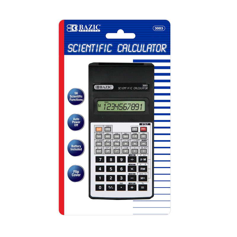 [Australia - AusPower] - BAZIC Scientific Calculator 56 Function w/Flip Cover, Engineering Calculators LCD Display, for Student Professional, Silver Black, 1-Pack 