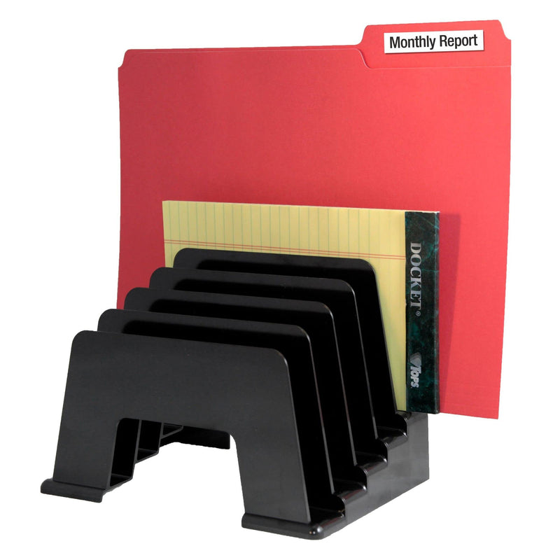 [Australia - AusPower] - Kantek Black Incline File Sorter, 5 Section Desk Collator, 8" x 5.75" x 6", Heavy Duty, Office Organizer, Desk Accessory 5 Section Graduated Step Incline Sorter 