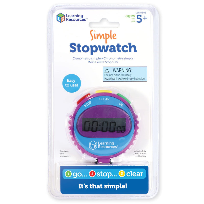 [Australia - AusPower] - Learning Resources Simple 3 Button Stopwatch, Supports Science Investigations, Timed Math Exercises, Elapsed Time Tracking, Ages 5+ 