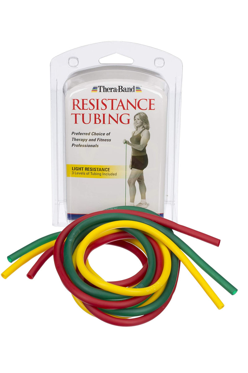 [Australia - AusPower] - THERABAND Resistance Tubes, Professional Latex Elastic Tubing, Upper & Lower Body, Core Exercise, Physical Therapy, Lower Pilates, at-Home Workouts, & Rehab, 5 Foot, Yellow, Red Yellow/Red/Green - Beginner Set 