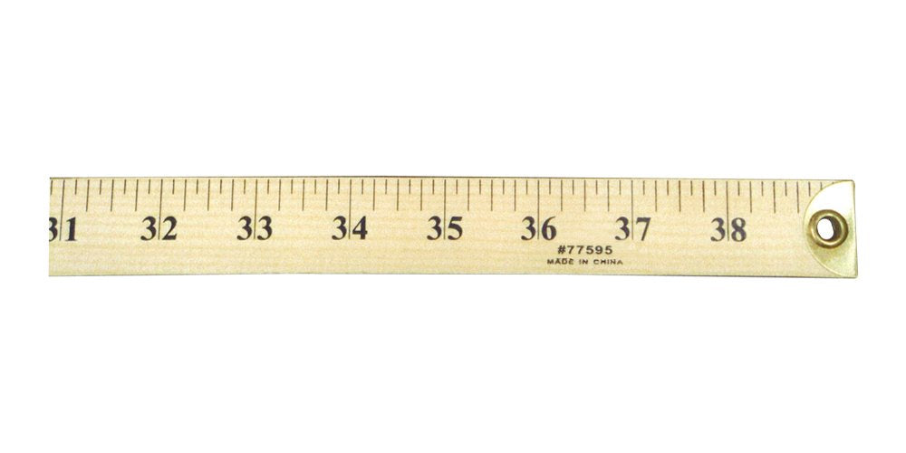 [Australia - AusPower] - Charles Leonard Metal Edged Yardstick Ruler, Inches and 1/8 Yard Measurements, Natural Wood, 36 Inches (77595) 