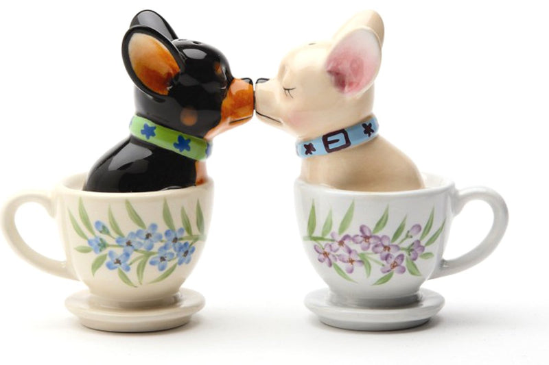 [Australia - AusPower] - 1 X Tea Cup Pups Magnetic Salt & Pepper Shaker Set S/P 