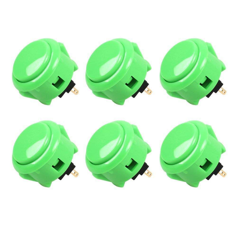 [Australia - AusPower] - SANWA 6 pcs OBSF-30 Original Push Button 30mm - for Arcade Jamma Video Game & Arcade Joystick Games Console (Green) S@NWA Green 