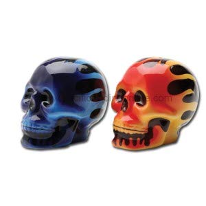 [Australia - AusPower] - Pacific Giftware Flaming Skull Set of Salt and Pepper Shakers 