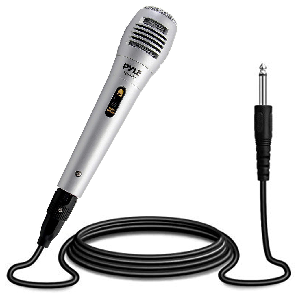 [Australia - AusPower] - Pyle Wired Dynamic Microphone-Professional Moving Coil Unidirectional Handheld Mic with Built-in Acoustic Pop Filter, XLR Connector, Silver, Apple (PDMIK1) 