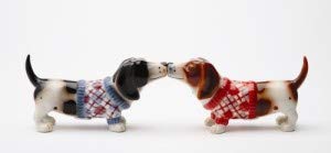 [Australia - AusPower] - Pacific Giftware Kissing Basset Hounds in Sweater Nothing but a Hound Dog Magnetic Salt and Pepper Shaker Set 
