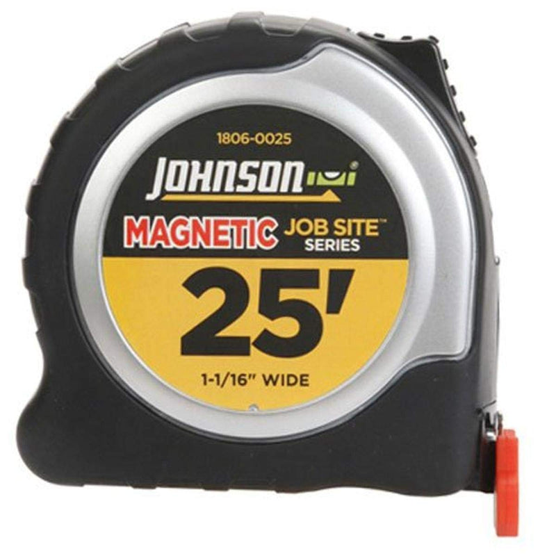 [Australia - AusPower] - Johnson Level & Tool 1806-0025 Job Site Magnetic Power Tape, 25', Black/Silver, 1 Tape 