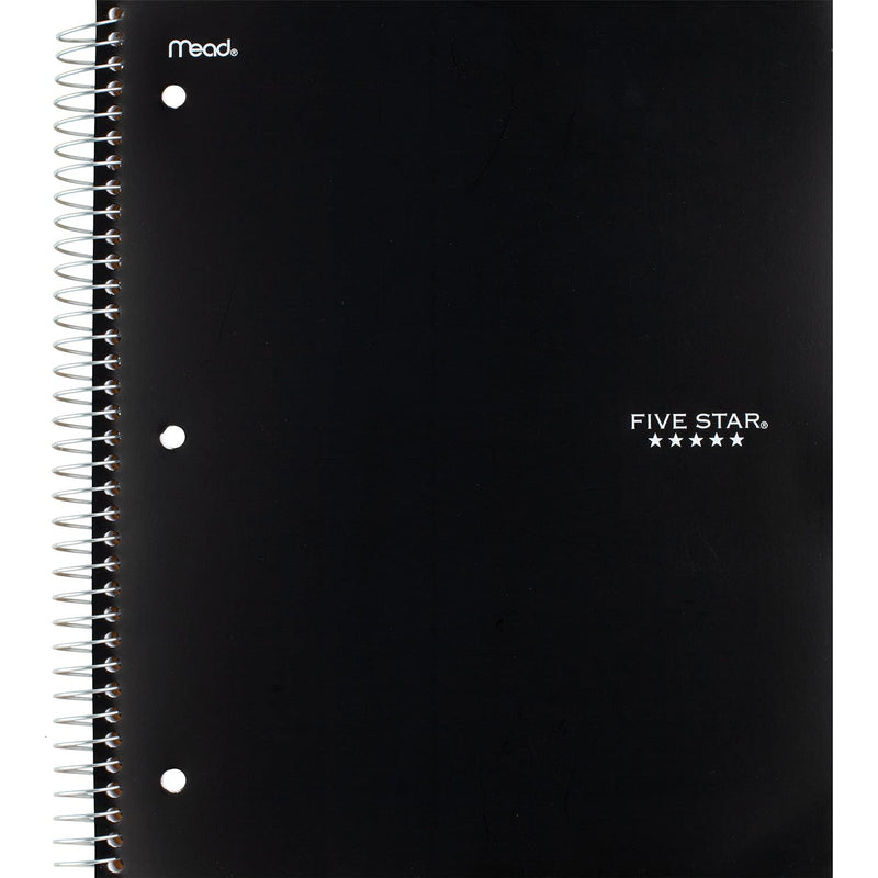 [Australia - AusPower] - Five Star Spiral Notebook, 3 Subject, College Ruled Paper, 150 Sheets, 11" x 8-1/2, Black (72069), 04 Black 