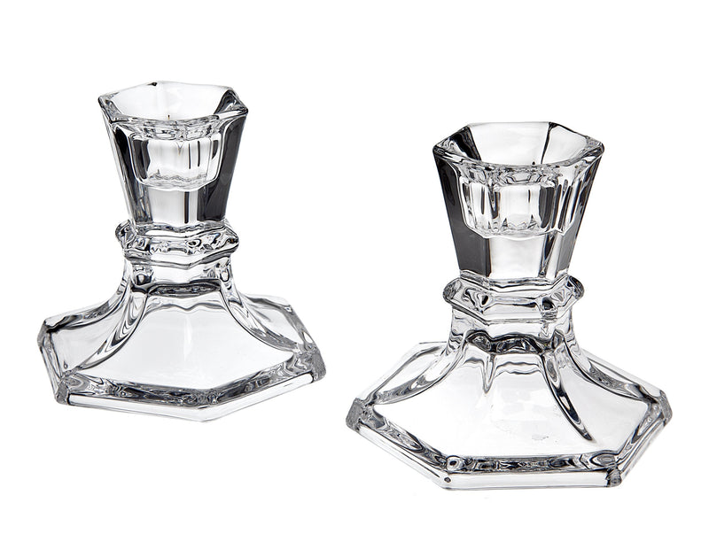 [Australia - AusPower] - Godinger Silver Art Set of 2 Hexagon Crystal Candle Stick Holders 
