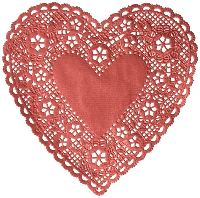 [Australia - AusPower] - School Smart Heart Shaped Paper Lace Doilies - 6 inch - Pack of 100 - Red 