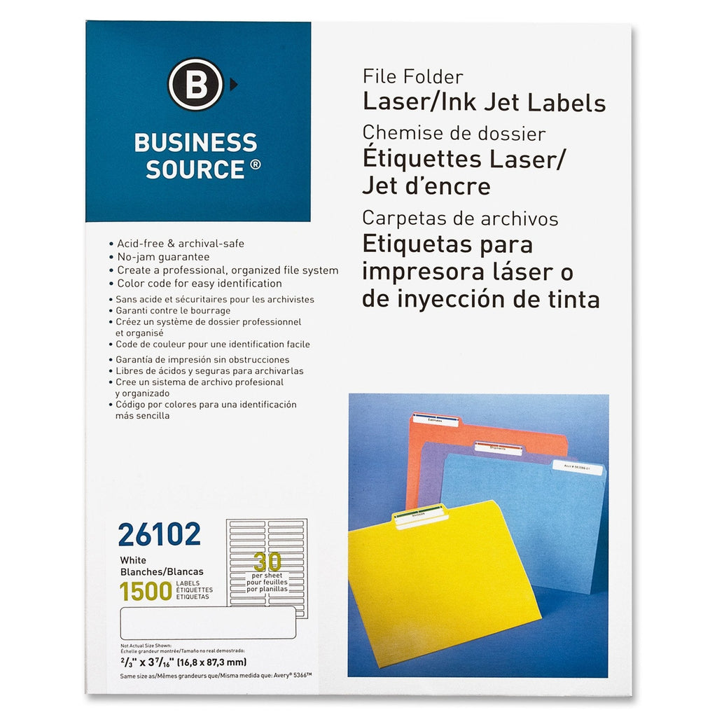 [Australia - AusPower] - Business Source 26102 File Folder Labels - Pack of 1500 - White 