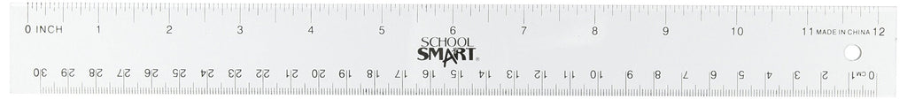 [Australia - AusPower] - School Smart Inches and Metric Plastic Ruler, 12 in, Clear, Pack of 10 